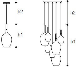 Rosè 3050/SG Pendant Lamp - Incanto Italamp - Dimensions
